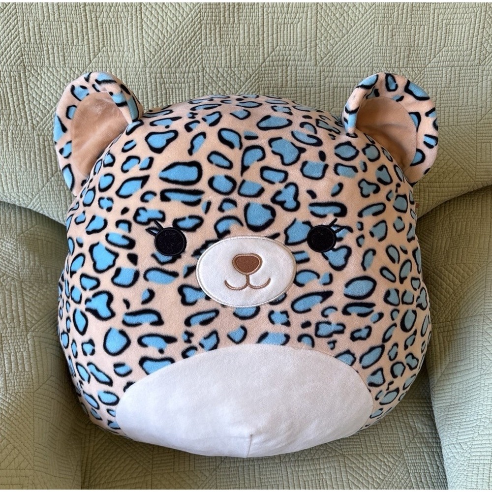 Squishmallows 16" Liv the Cheetah Plush by Kellytoy Stuffed Animal Blue Peach